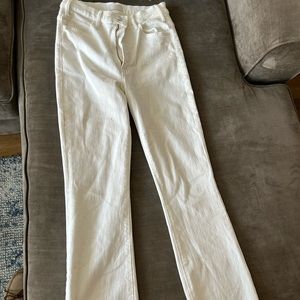 Mother the hustler ankle fray white jeans
